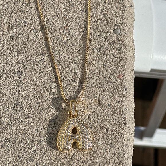 Bubble Letter Initial Necklace “A” - Picture 1 of 5